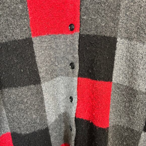 Vtg Wool Blend Holiday Geometric Plaid Cardigan Shoulder Pads 1X | True Winter - Picture 5 of 8